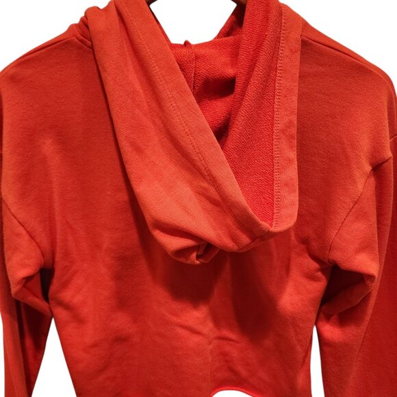 Forever 21 Sweatshirt Women's Size Small Cropped Orange Hooded Striped Hoodie - Picture 5 of 9